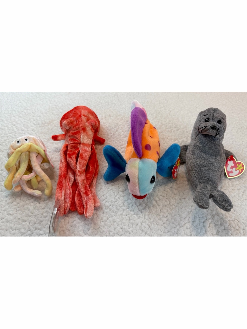 TY • (Set of 4) Vintage Sea / Ocean Creatures Beanie Babies Plush Set, OS